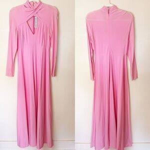 Vintage 70s Bubblegum Pink Disco Gown Party Dress Stretch Large Studio 54